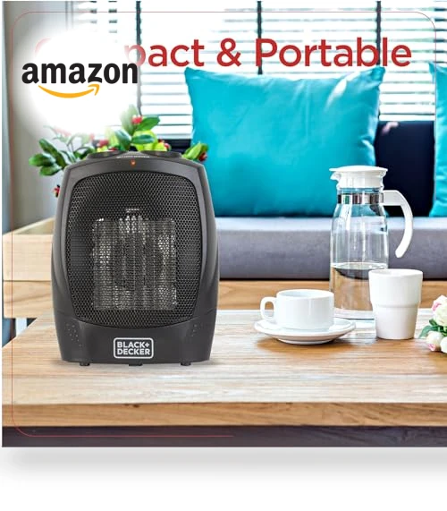 Portable Space Heater with Carry Handle, 1500W — Portable Heating Solutions, BLACK+DECKER