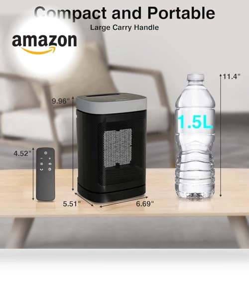 Portable Space Heater with Remote Control - 1500W PTC Electric Heater for Indoor Use — Portable Heating Solutions, JIBUFI
