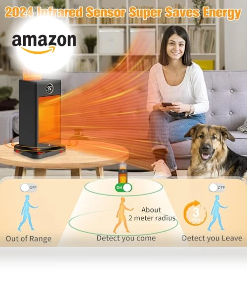 1500W PTC Fast Heating Space Heater with Humidifier and 3D Flame Effect — Portable Heating Solutions, Verminget