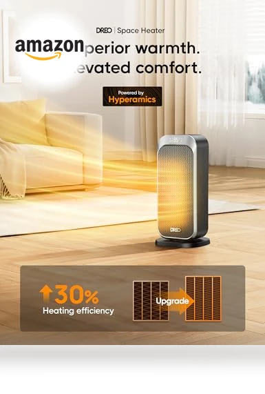 Quiet Space Heater for Indoor Use, 1500W Electric Heater with Remote, PTC Ceramic Heater with Thermostat — Portable Heating Solutions, Dreo