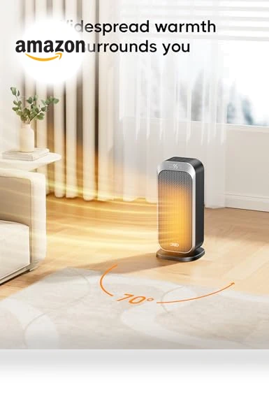 Quiet Space Heater for Indoor Use, 1500W Electric Heater with Remote, PTC Ceramic Heater with Thermostat — Portable Heating Solutions, Dreo