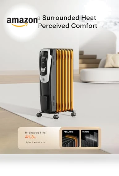 Radiator Heater for Indoor Use with Remote, Thermostat & LED Display — Portable Heating Solutions, PELONIS