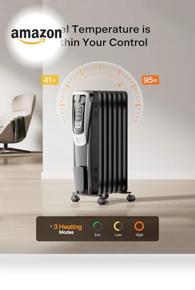 Radiator Heater for Indoor Use with Remote, Thermostat & LED Display — Portable Heating Solutions, PELONIS