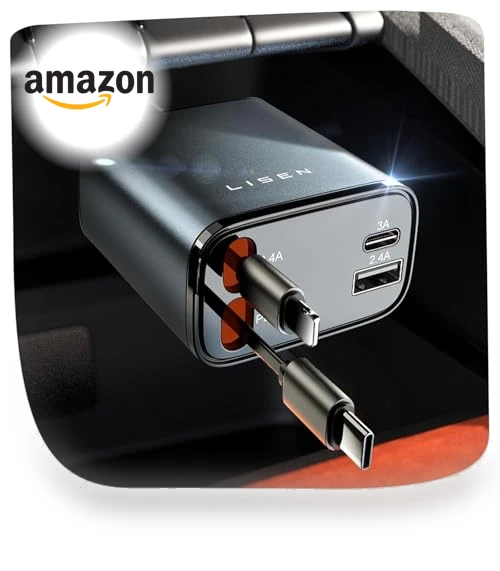 Retractable Car Charger 69W USB C Fast Charging Adapter — Charging Solutions, LISEN