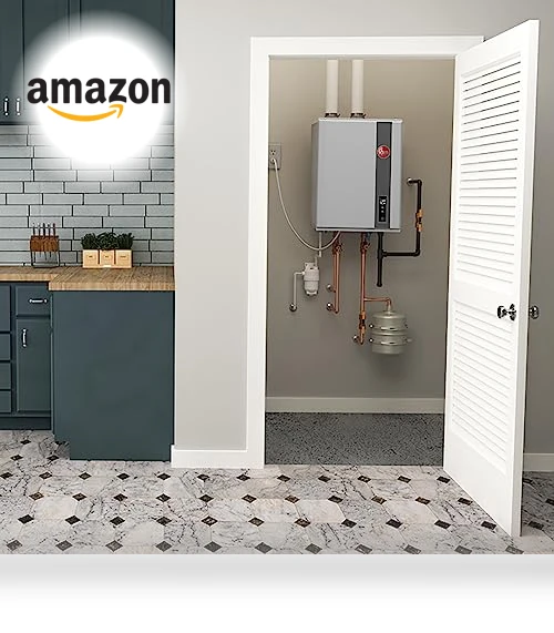 9.5 GPM Residential Indoor Natural Gas Tankless Water Heater — Gas-Powered Room Warmers, Rheem