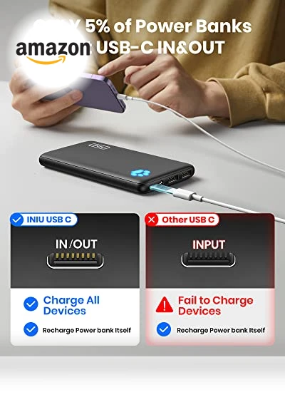 Slimmest 10000mAh Portable Charger with USB C in&out — Charging Solutions, INIU