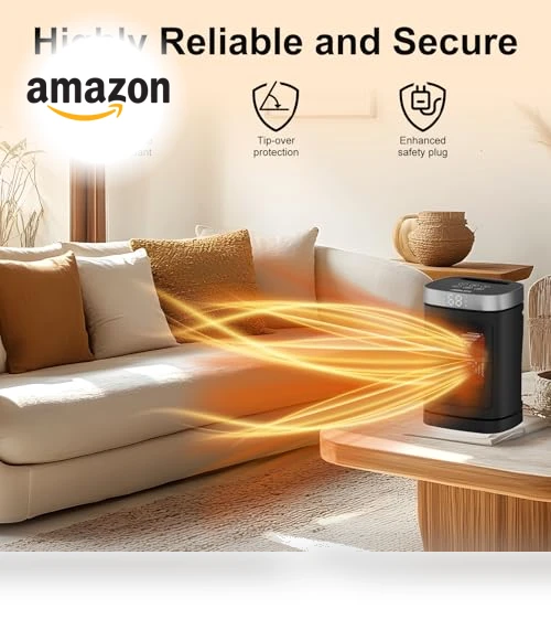 Portable Space Heater with 70° Rotation - 1500W PTC Electric Heater — Portable Heating Solutions, JIBUFI