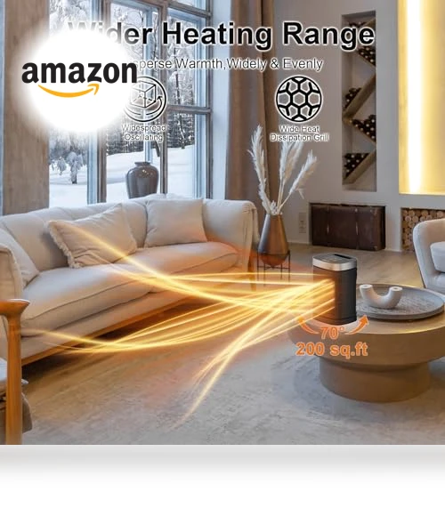Portable Space Heater with 70° Rotation - 1500W PTC Electric Heater — Portable Heating Solutions, JIBUFI