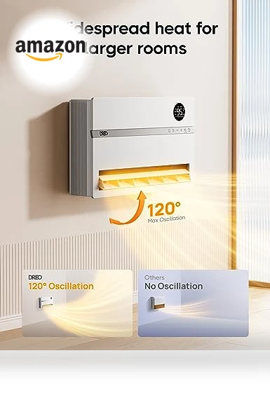Smart Wall Heater with Remote Control, 1500W Electric Space Heater for Bedroom — Portable Heating Solutions, Dreo