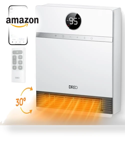 Smart Wall Heater with Remote Control, Alexa Compatibility, 30° Oscillation — Portable Heating Solutions, Dreo