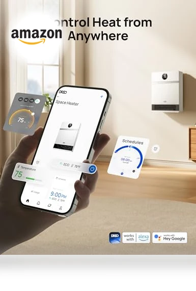 Smart Wall Heater with Remote Control, Alexa Compatibility, 30° Oscillation — Portable Heating Solutions, Dreo