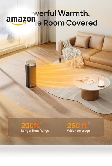 Ceramic Electric Space Heater with Digital Thermostat and Remote Control — Portable Heating Solutions, Dreo