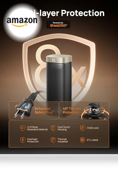 Ceramic Electric Space Heater with Digital Thermostat and Remote Control — Portable Heating Solutions, Dreo