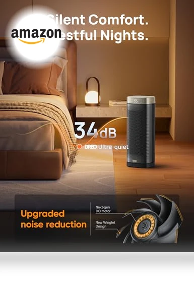 Ceramic Electric Space Heater with Digital Thermostat and Remote Control — Portable Heating Solutions, Dreo