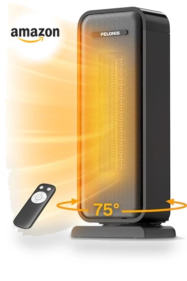 Space Heater Indoor With Oscillation & Remote, Portable With Thermostat & Timer, Ceramic Desk for Bedroom Home Office — Portable Heating Solutions, PELONIS