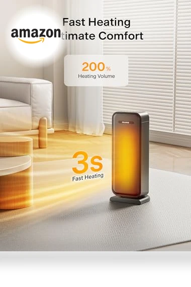 Space Heater Indoor With Oscillation & Remote, Portable With Thermostat & Timer, Ceramic Desk for Bedroom Home Office — Portable Heating Solutions, PELONIS