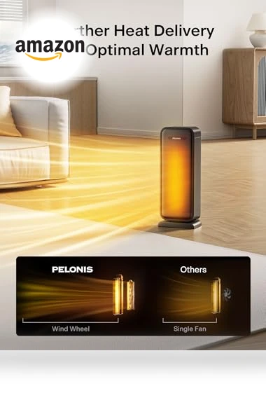 Space Heater Indoor With Oscillation & Remote, Portable With Thermostat & Timer, Ceramic Desk for Bedroom Home Office — Portable Heating Solutions, PELONIS