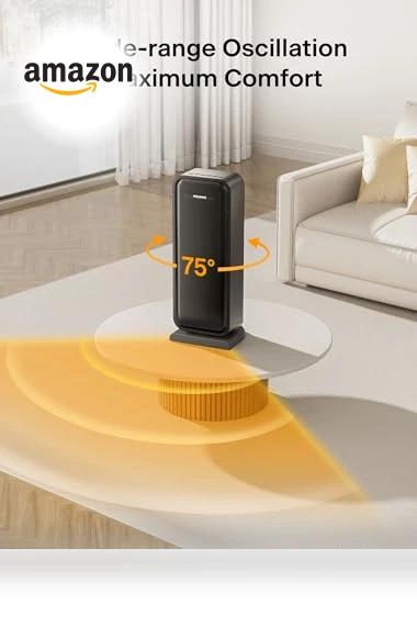 Space Heater Indoor With Oscillation & Remote, Portable With Thermostat & Timer, Ceramic Desk for Bedroom Home Office — Portable Heating Solutions, PELONIS