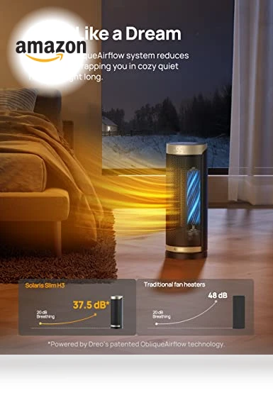 PTC Ceramic Space Heater with Remote, 70° Oscillation, 1500W Fast Heating — Portable Heating Solutions, Dreo
