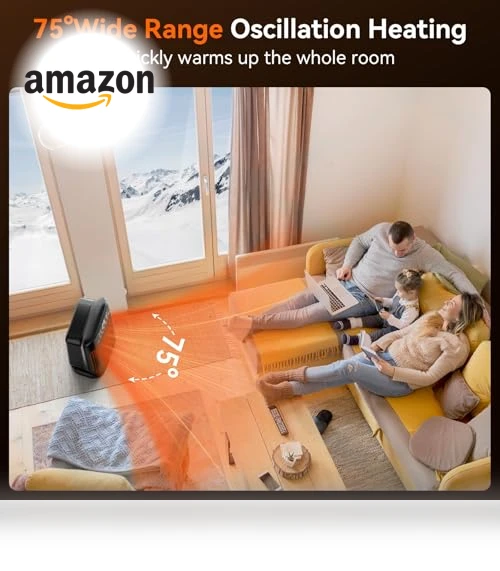 Space Heater with Thermostat and Remote, 1500W PTC Ceramic Heater for Indoor Use — Portable Heating Solutions, YASHE