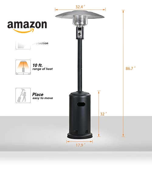 Tall Standing Gas Patio Heater with Wheels, 40,000 BTU — Patio Heaters, BALI OUTDOORS