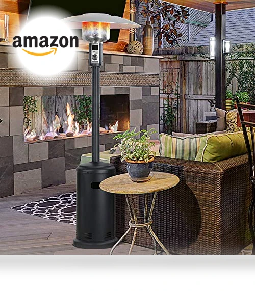 Tall Standing Gas Patio Heater with Wheels, 40,000 BTU — Patio Heaters, BALI OUTDOORS