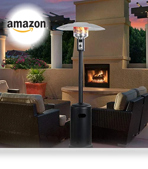 Tall Standing Gas Patio Heater with Wheels, 40,000 BTU — Patio Heaters, BALI OUTDOORS