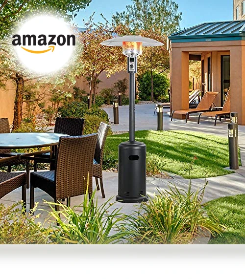 Tall Standing Gas Patio Heater with Wheels, 40,000 BTU — Patio Heaters, BALI OUTDOORS