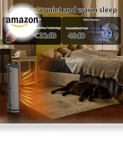 70° Oscillating Tower Electric Heater with Remote — Portable Heating Solutions, QOWETU