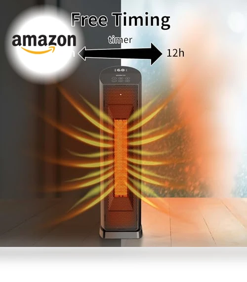 70° Oscillating Tower Electric Heater with Remote — Portable Heating Solutions, QOWETU