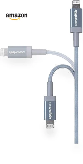 Durable 2-Pack USB-A to Lightning Charger Cable, Nylon Braided, MFi Certified — Lightning, Amazon Basics