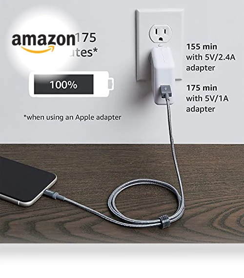 Durable 2-Pack USB-A to Lightning Charger Cable, Nylon Braided, MFi Certified — Lightning, Amazon Basics