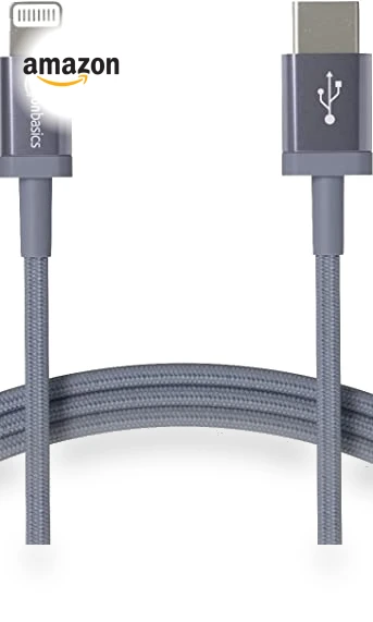 MFi Certified Fast Charging USB-C to Lightning Nylon Braided Charger Cable — Lightning, Amazon Basics