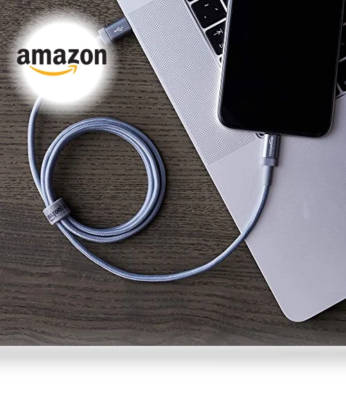MFi Certified Fast Charging USB-C to Lightning Nylon Braided Charger Cable — Lightning, Amazon Basics