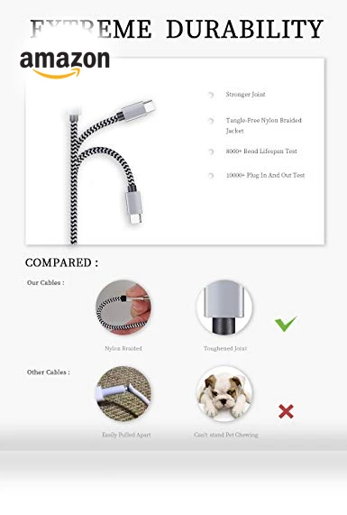 USB Type C Fast Charging Cable 5 Pack - 6Ft 3A Braided — Charging Solutions, Teeind
