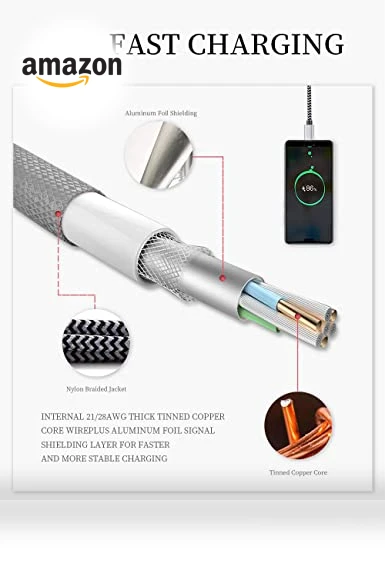 USB Type C Fast Charging Cable 5 Pack - 6Ft 3A Braided — Charging Solutions, Teeind