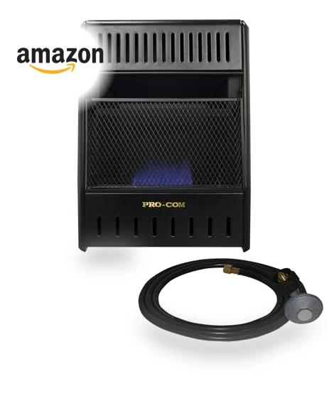 Ventless Propane Gas Blue Flame Space Heater with Thermostat Control, 10000 BTU — Portable Propane Heaters, ProCom