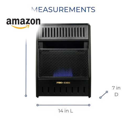 Ventless Propane Gas Blue Flame Space Heater with Thermostat Control, 10000 BTU — Portable Propane Heaters, ProCom