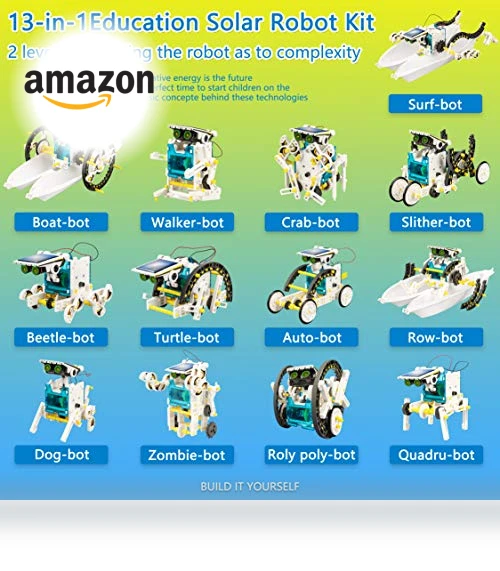 13-in-1 Solar Power Robots Creation Toy, Educational DIY Robotics Kit — Solar Power, Bottleboom