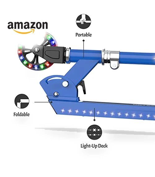 Light-Up Kick Scooter with Adjustable Handlebar and Rear Brake — Push Scooters, Jetson