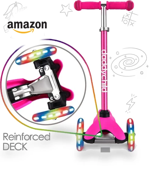 3 Wheel Kick Scooter for Kids with Light Up Wheels — Balance Bikes, DADDYCHILD
