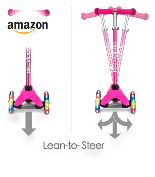 3 Wheel Kick Scooter for Kids with Light Up Wheels — Balance Bikes, DADDYCHILD