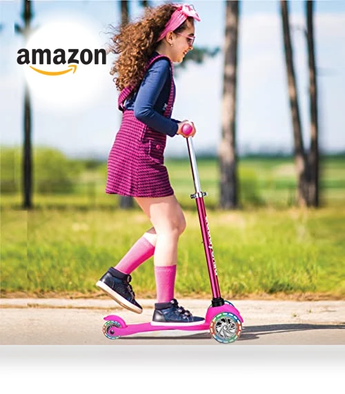 3 Wheel Kick Scooter for Kids with Light Up Wheels — Balance Bikes, DADDYCHILD
