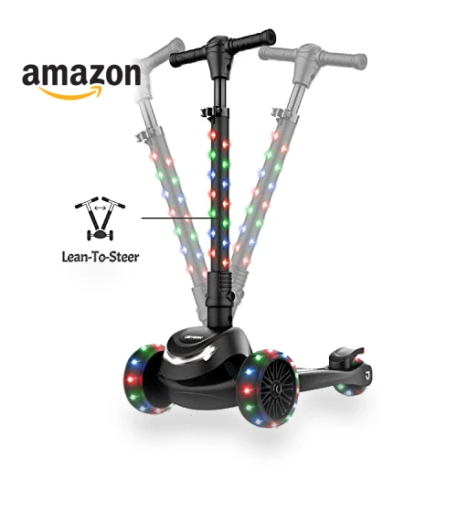 3-Wheel Light-Up Kick Scooter for Kids, Adjustable Handlebar, Foldable — Push Scooters, Jetson