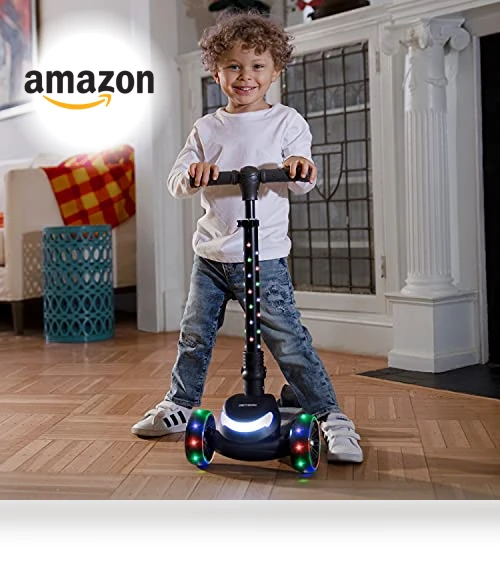 3-Wheel Light-Up Kick Scooter for Kids, Adjustable Handlebar, Foldable — Push Scooters, Jetson