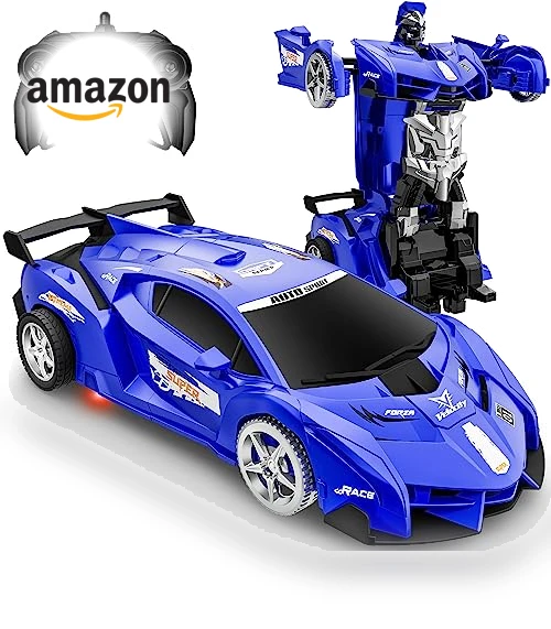 360° Rotating RC Deformation Robot Car Toy with LED Light — Interactive Figures & Robots, KKONES