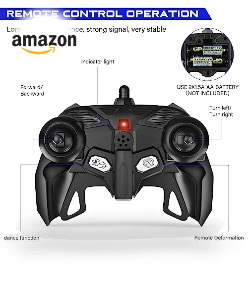 360° Rotating RC Deformation Robot Car Toy with LED Light — Interactive Figures & Robots, KKONES