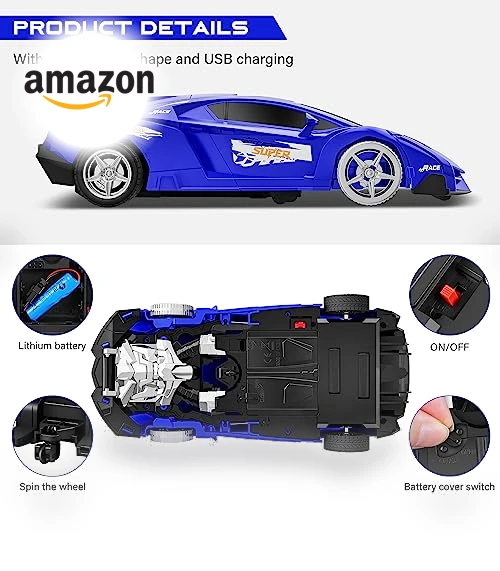 360° Rotating RC Deformation Robot Car Toy with LED Light — Interactive Figures & Robots, KKONES