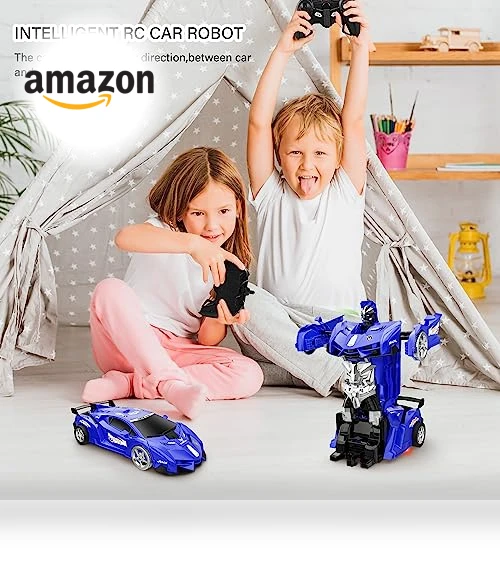 360° Rotating RC Deformation Robot Car Toy with LED Light — Interactive Figures & Robots, KKONES