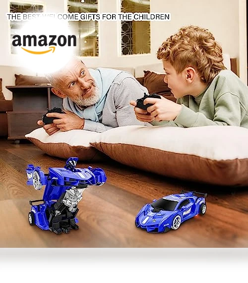 360° Rotating RC Deformation Robot Car Toy with LED Light — Interactive Figures & Robots, KKONES